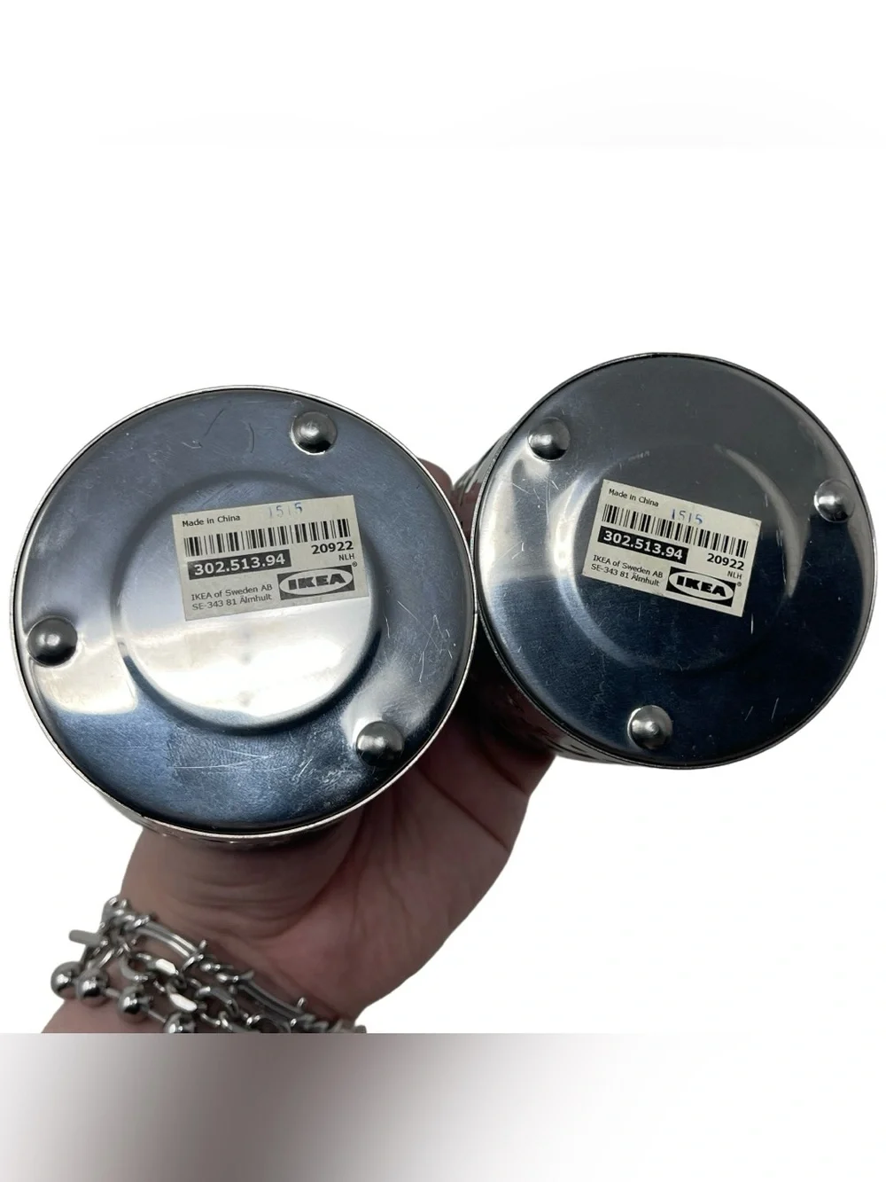 IKEA Round Silver Metal Candle Holder Circle Cutouts Luminary Tealight Set Of 2